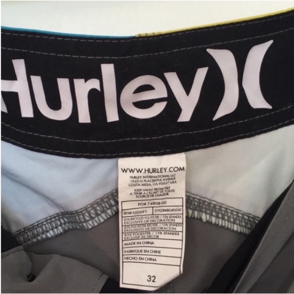 Hurley Phantom Swim Board Shorts Trunks Gray Turquoise Blue Yellow Pool Cruise - Picture 3 of 16